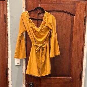 Mustard Yellow Bell Sleeve Dress